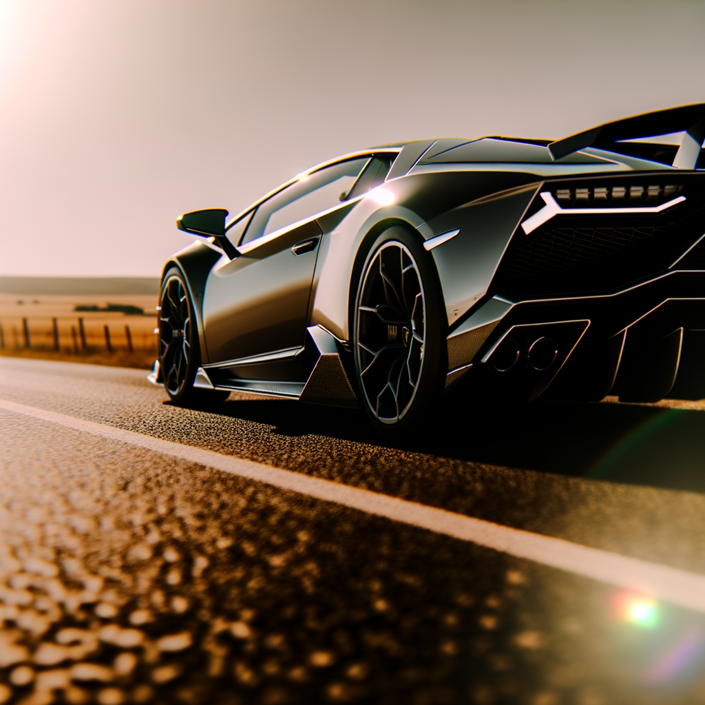 Sleek Lamborghini supercar on open road.