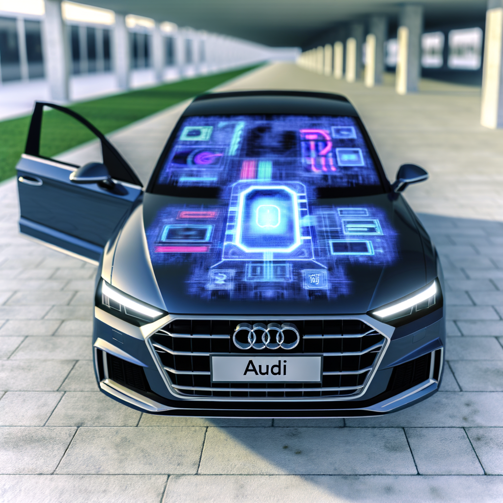 Audi car with futuristic AI interface display.