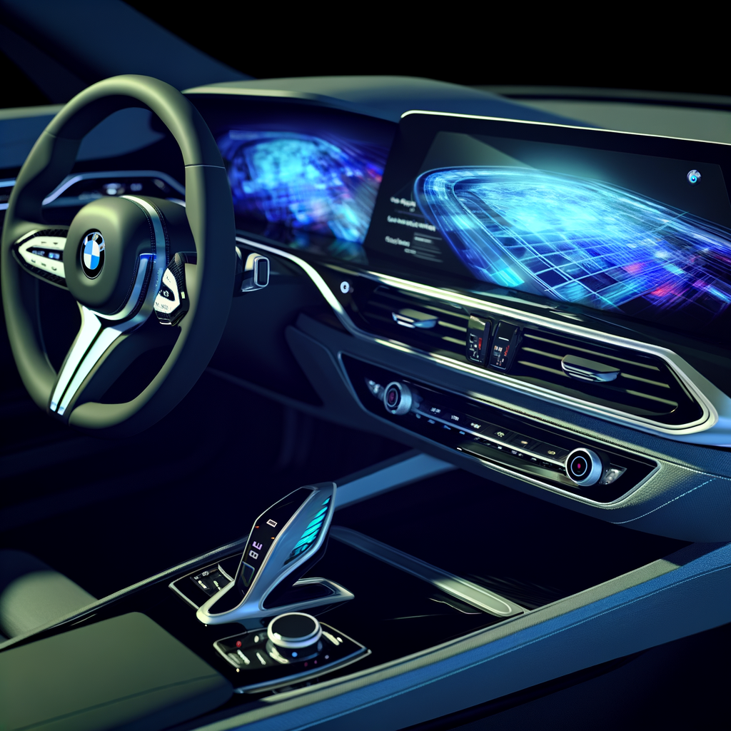 BMW car with AI-driven futuristic dashboard.