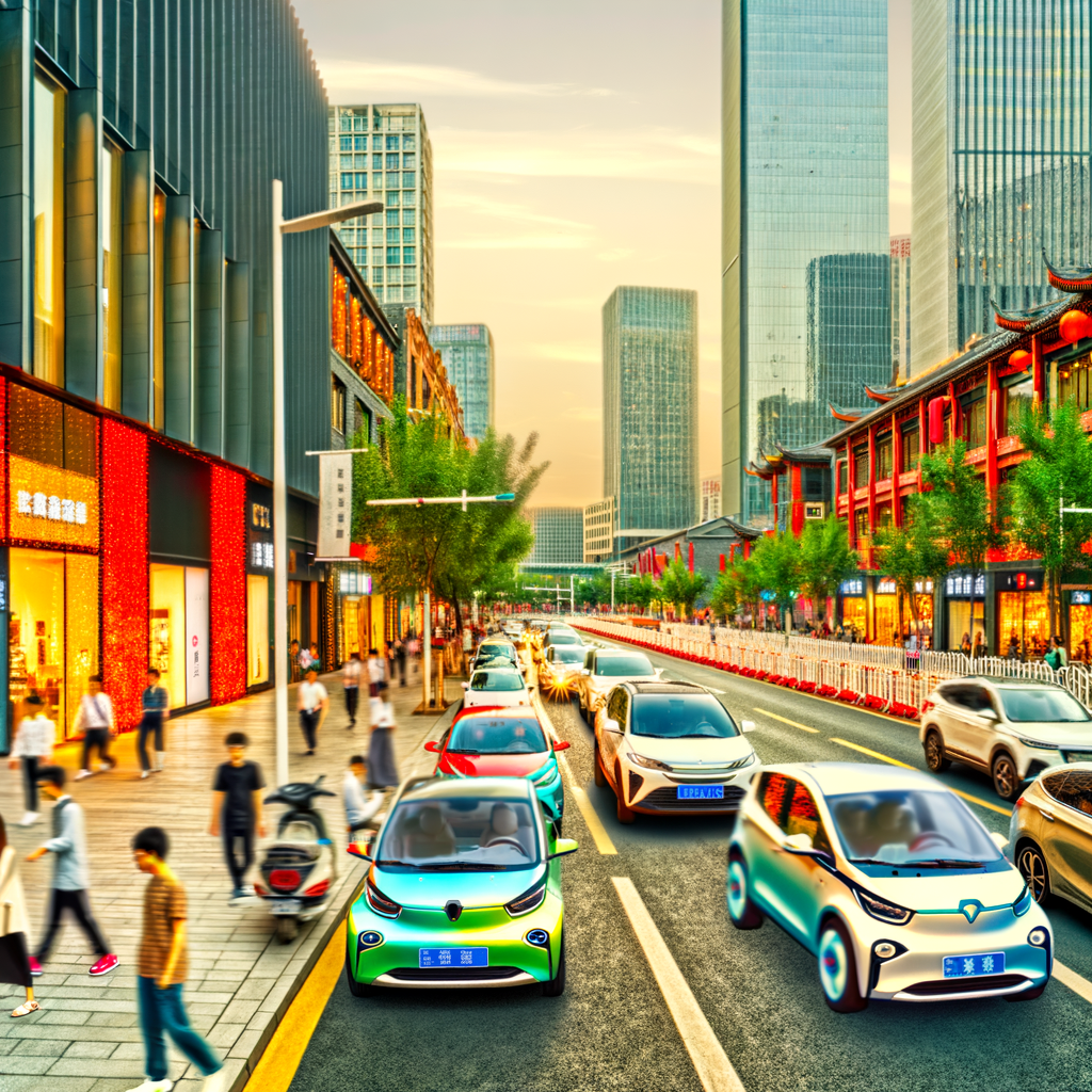 Electric cars dominate bustling Chinese streets.