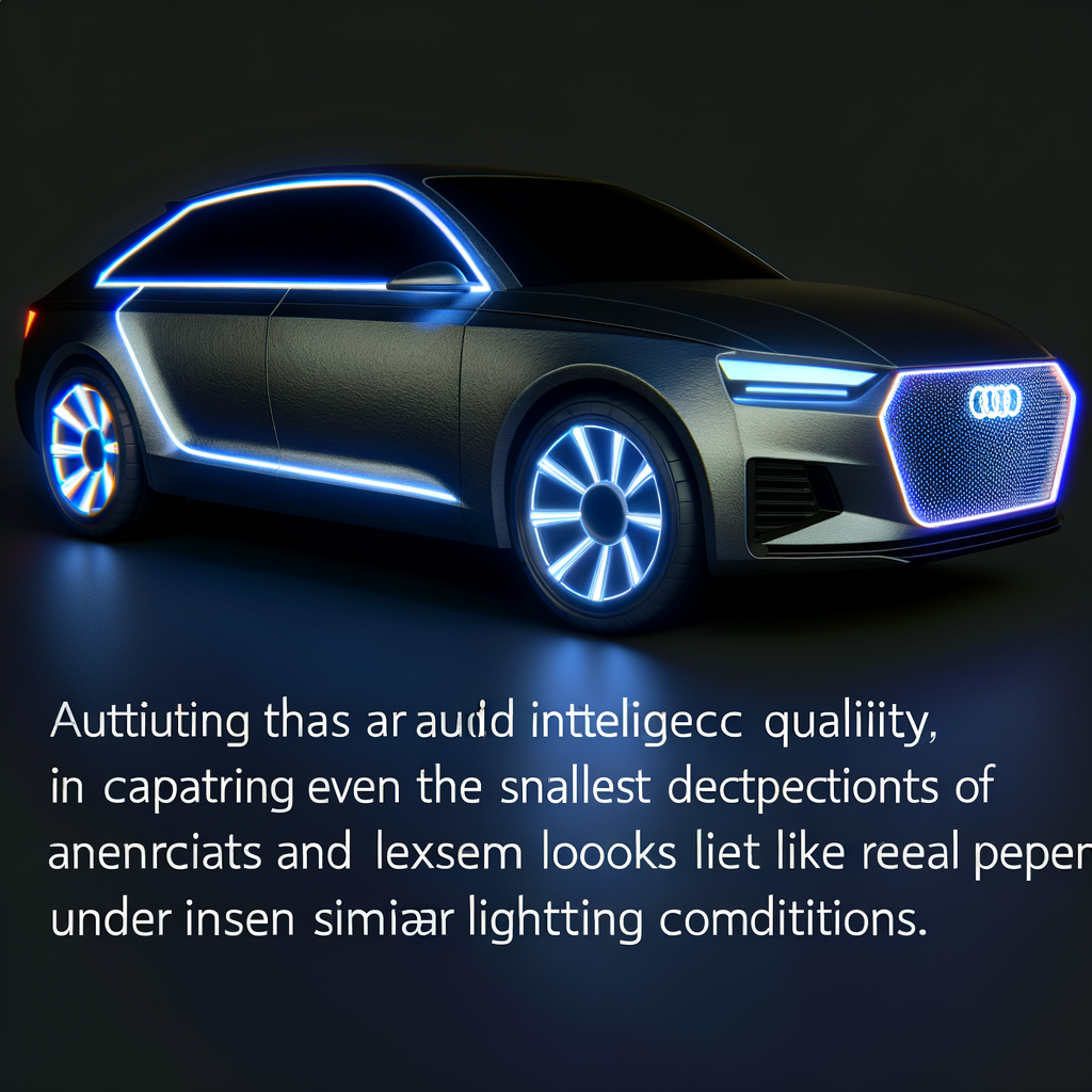 Futuristic Audi car with glowing AI interface.