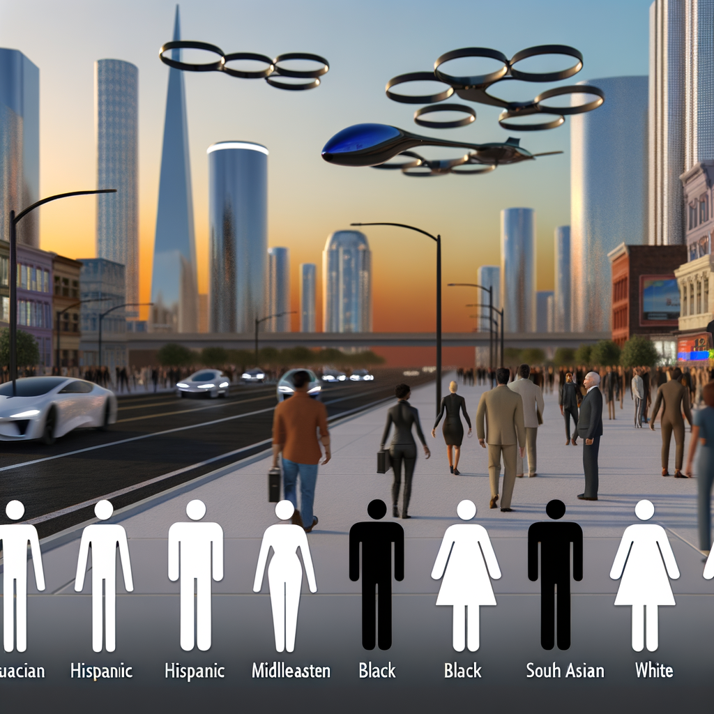 Futuristic cityscape with diverse mobility solutions.