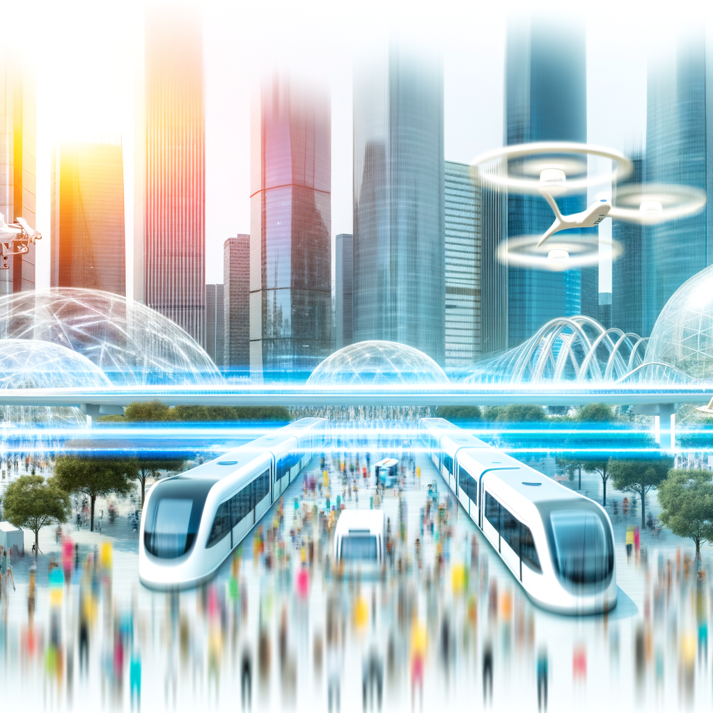 Futuristic cityscape with diverse mobility solutions.