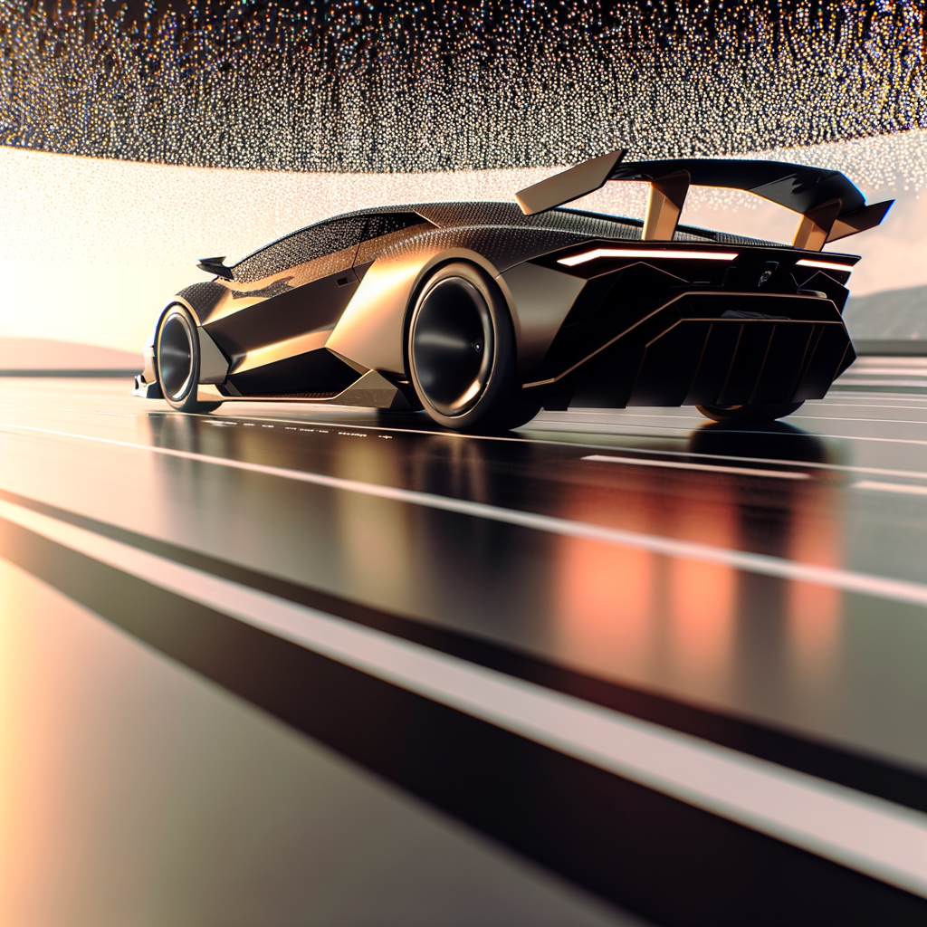 Futuristic Lamborghini supercar on sleek runway.