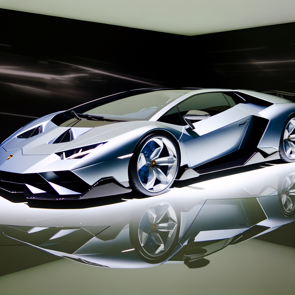 Lamborghini hybrid supercar on sleek display.