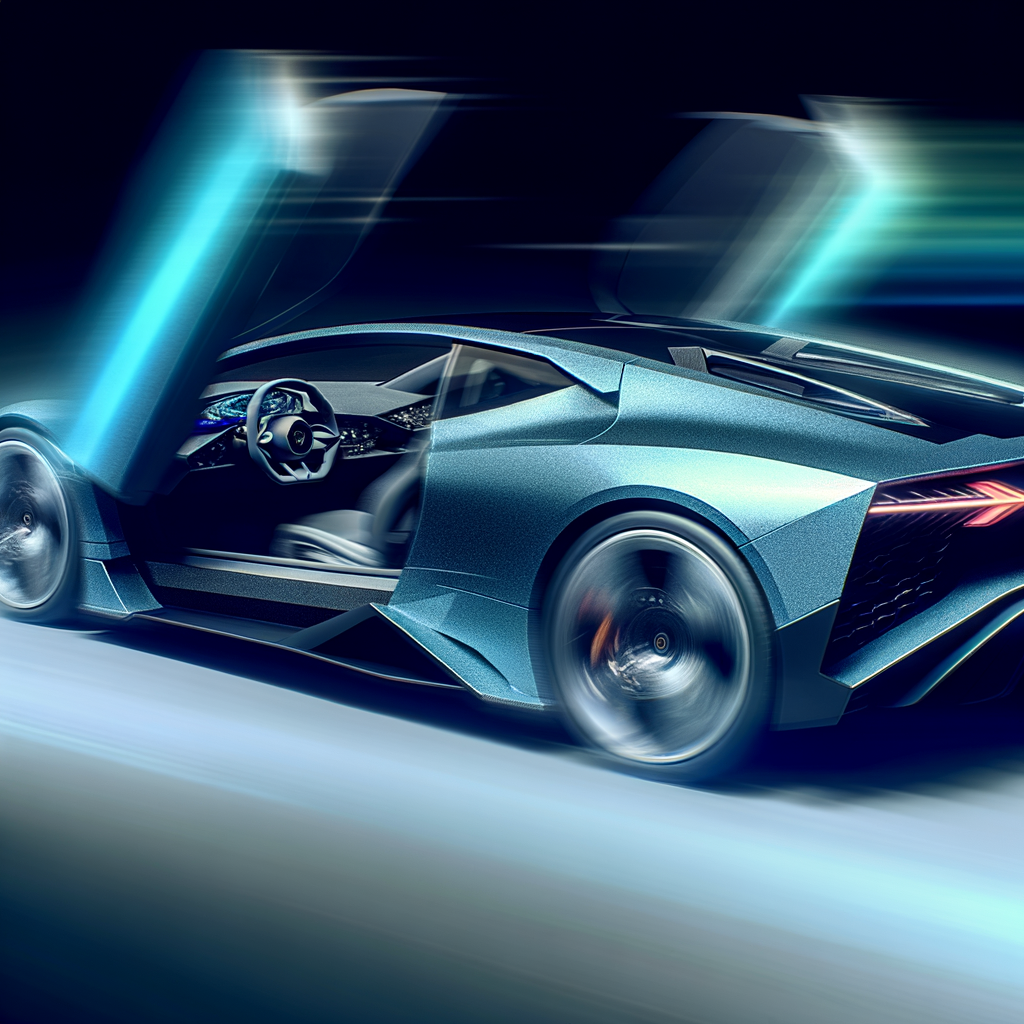 Sleek Lamborghini hybrid supercar in motion.