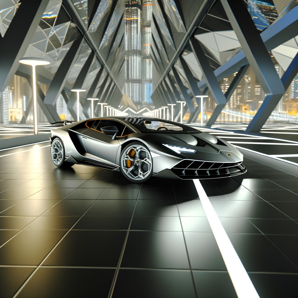 Sleek Lamborghini Revuelto on futuristic road.