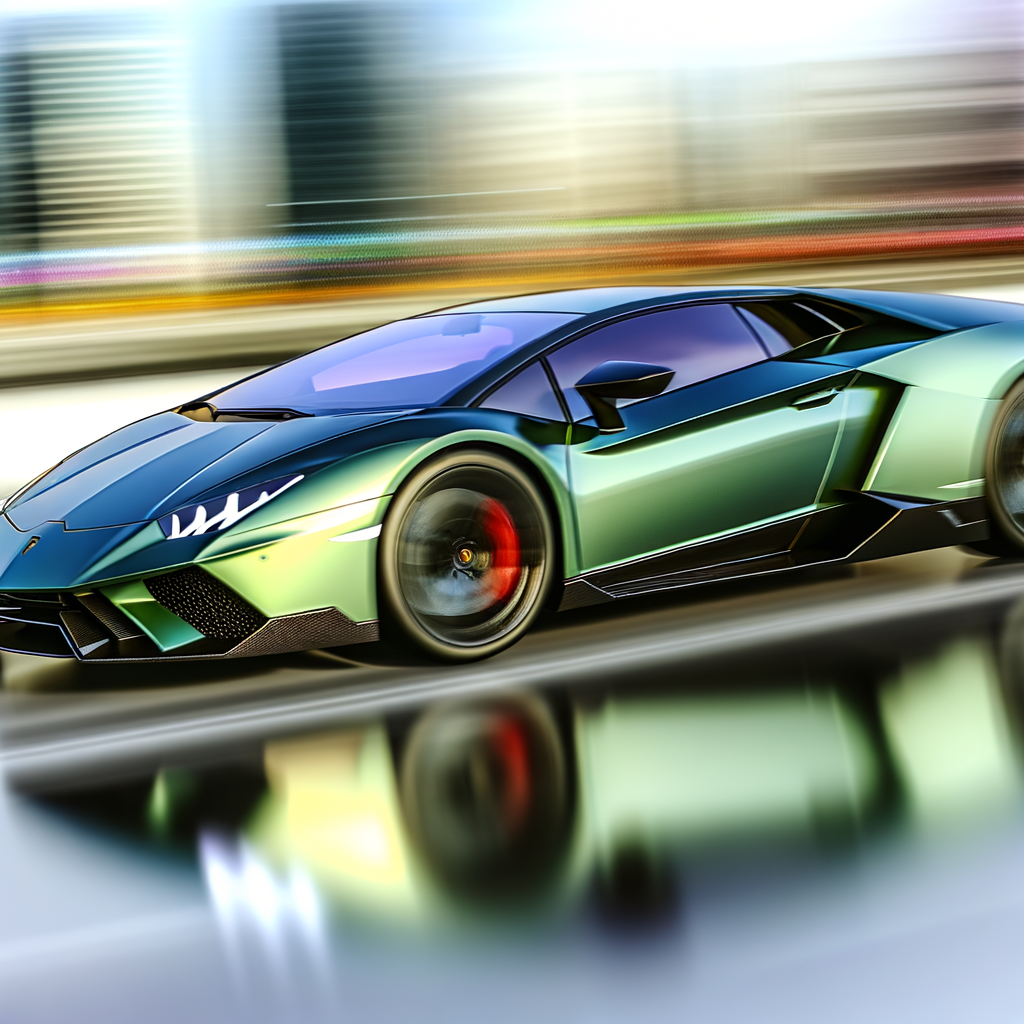 Sleek Lamborghini supercar in dynamic motion.