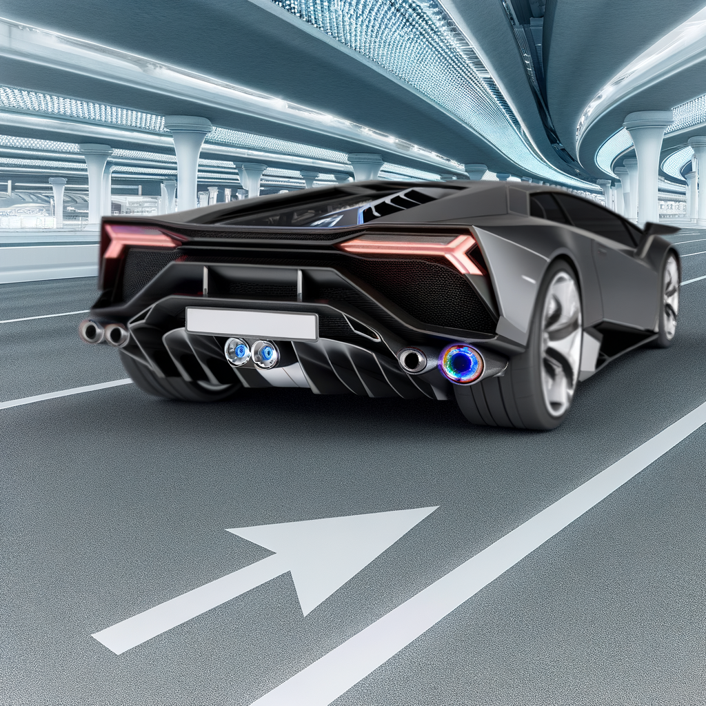 Sleek Lamborghini supercar on futuristic highway.