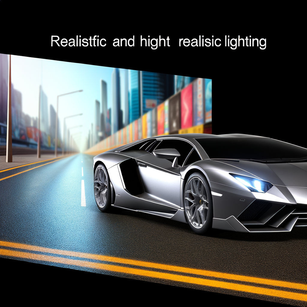 Sleek Lamborghini supercar on futuristic road.