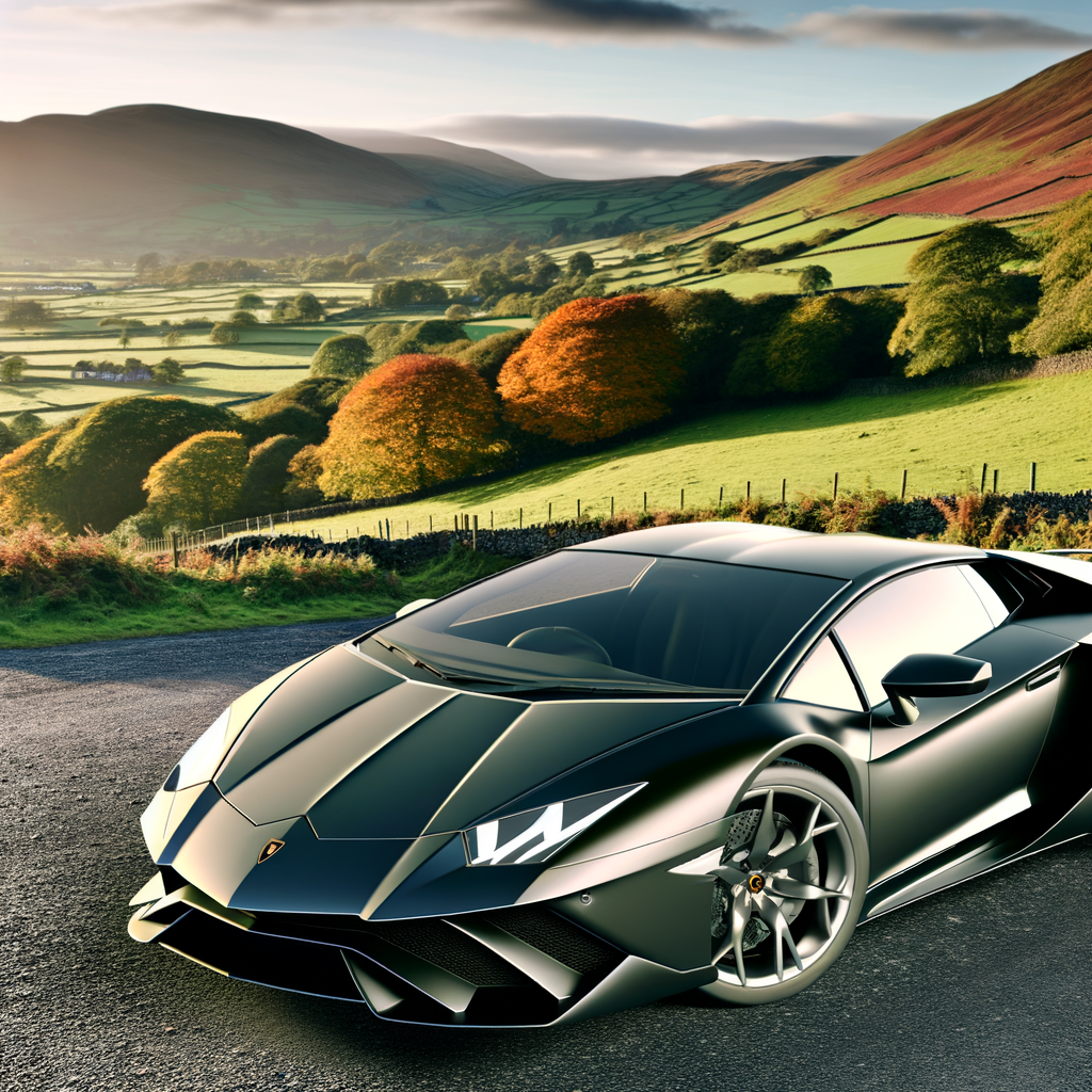 Sleek Lamborghini supercar on scenic road.