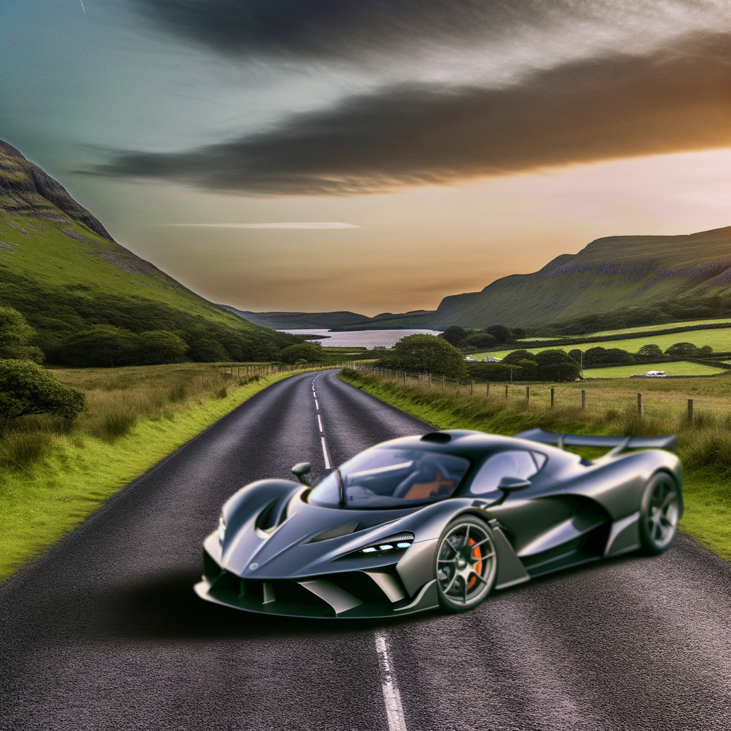 Sleek Lamborghini supercar on scenic road.