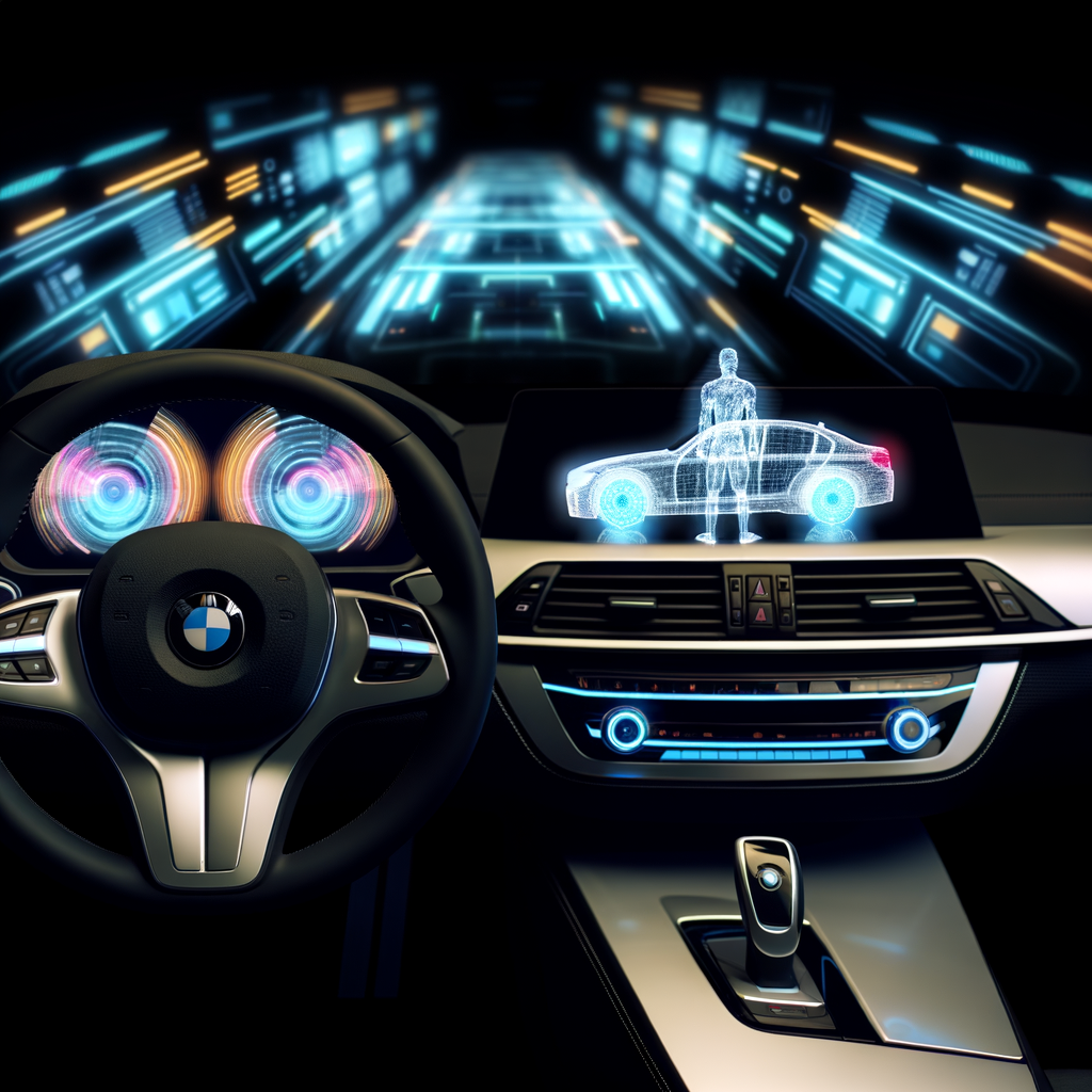 BMW car with AI-driven futuristic dashboard.