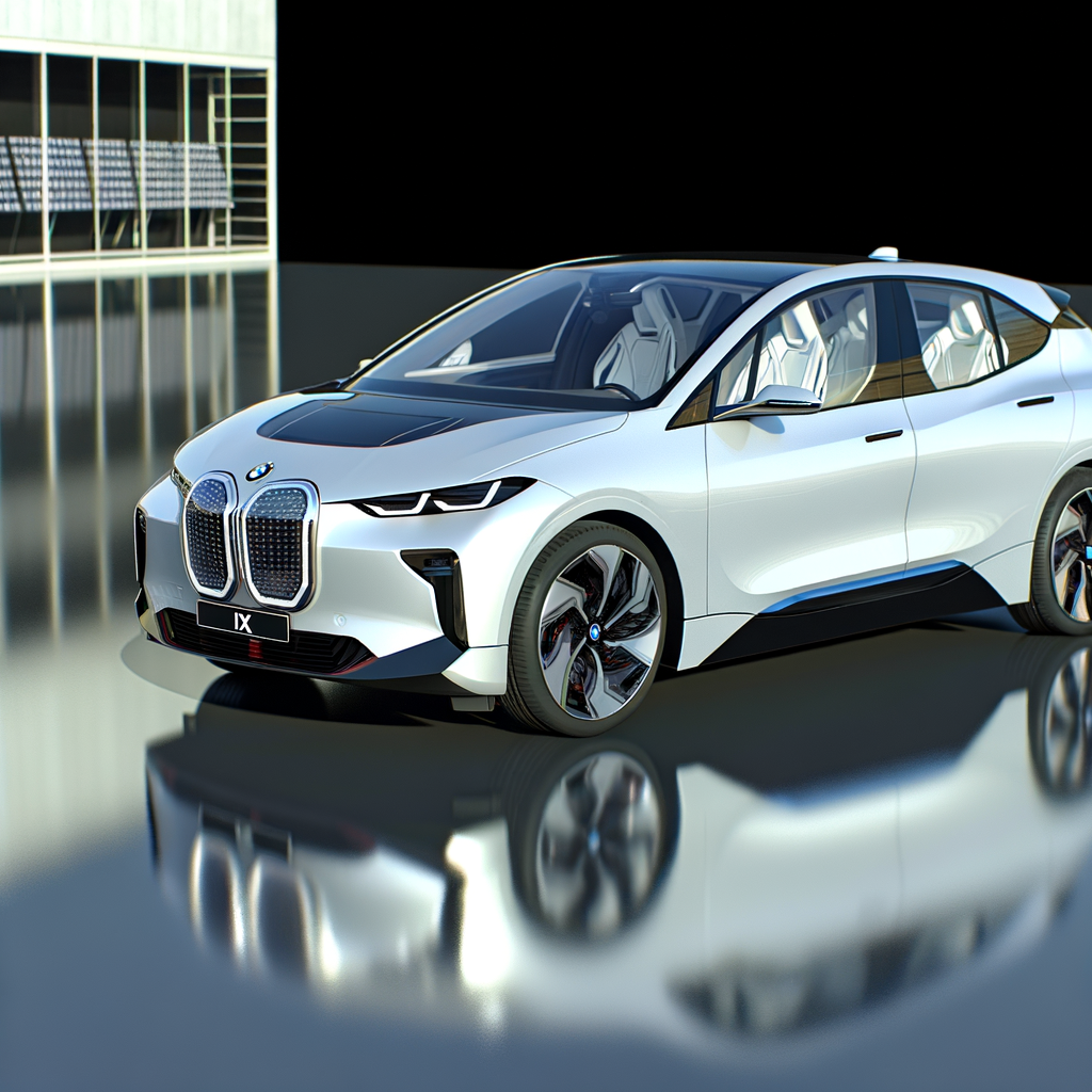 BMW iX showcased with AI technology integration.