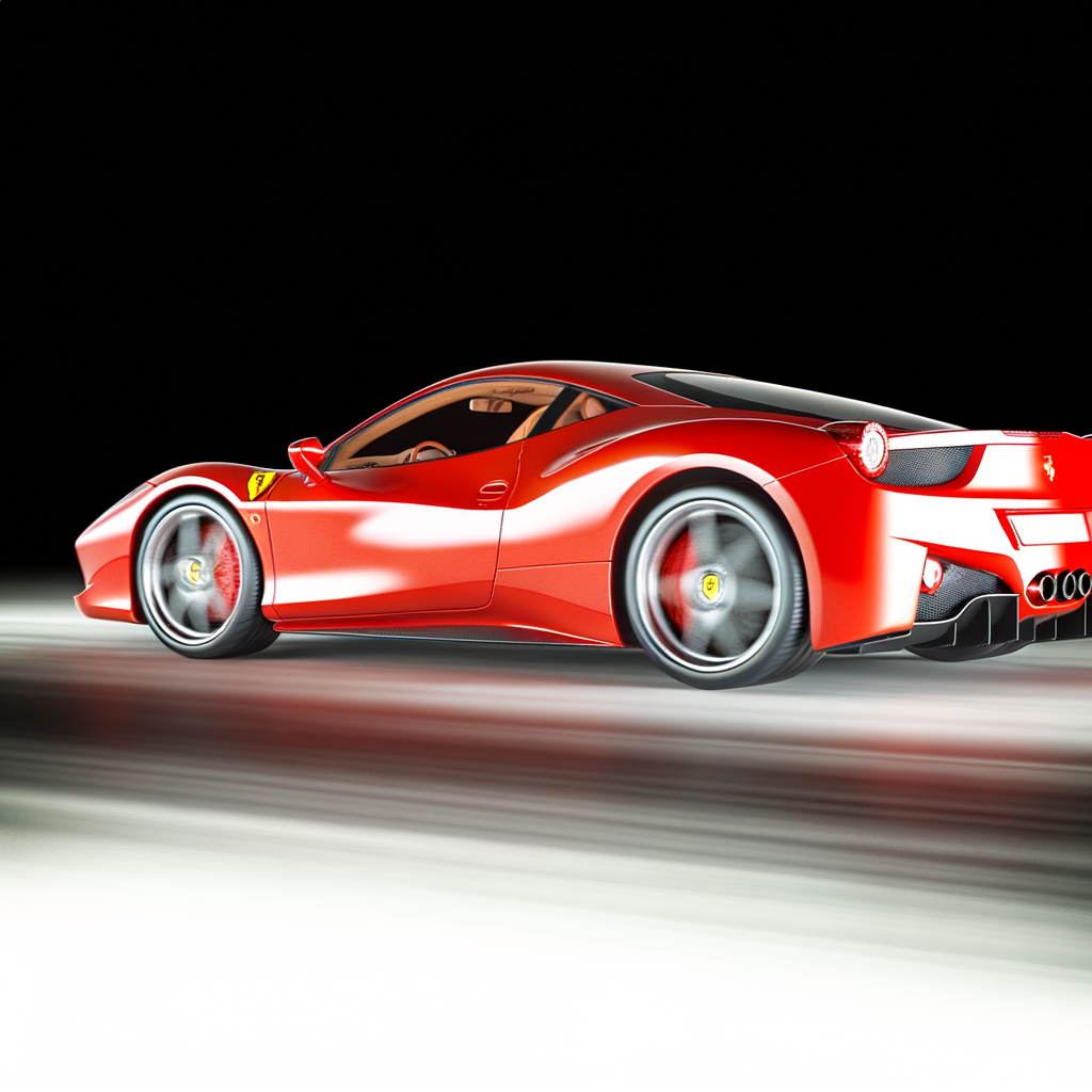 Ferrari supercar in motion, sleek elegance.