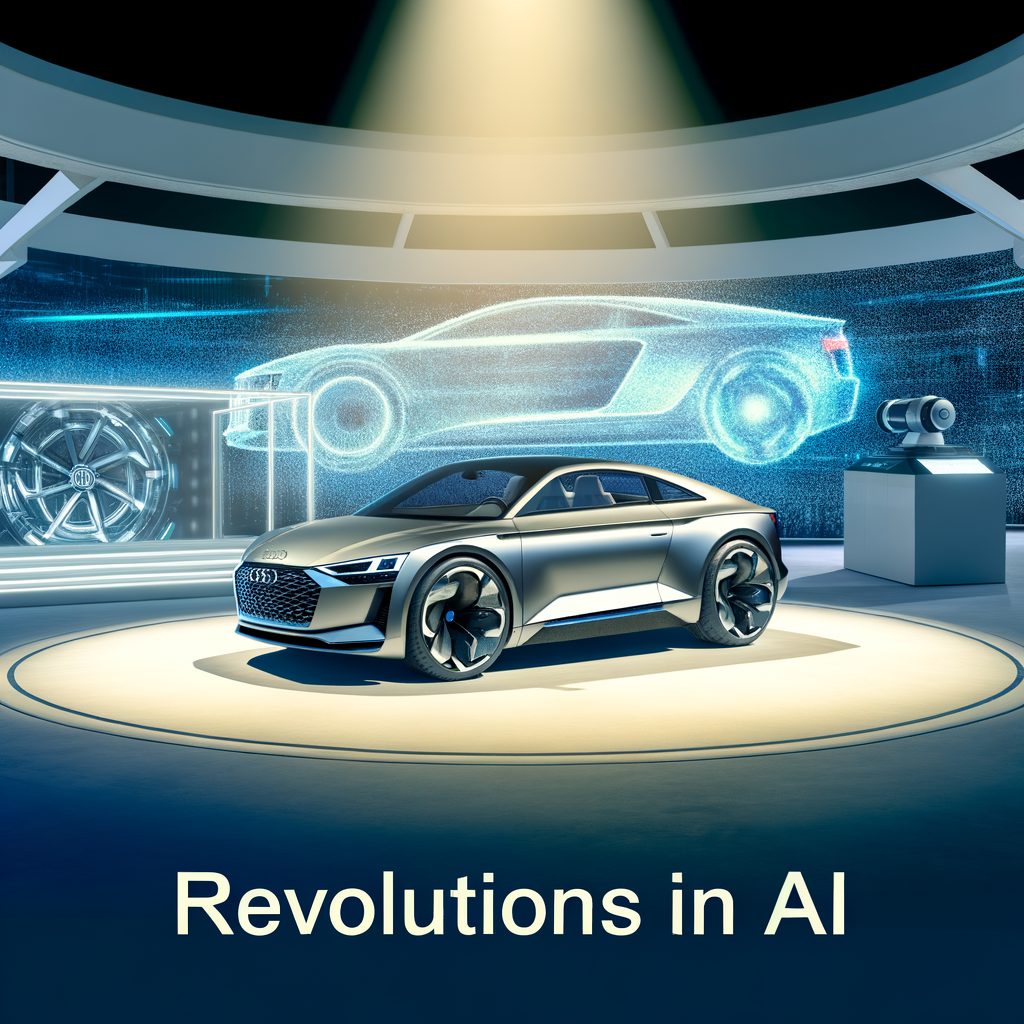 Futuristic Audi car amidst AI innovations.