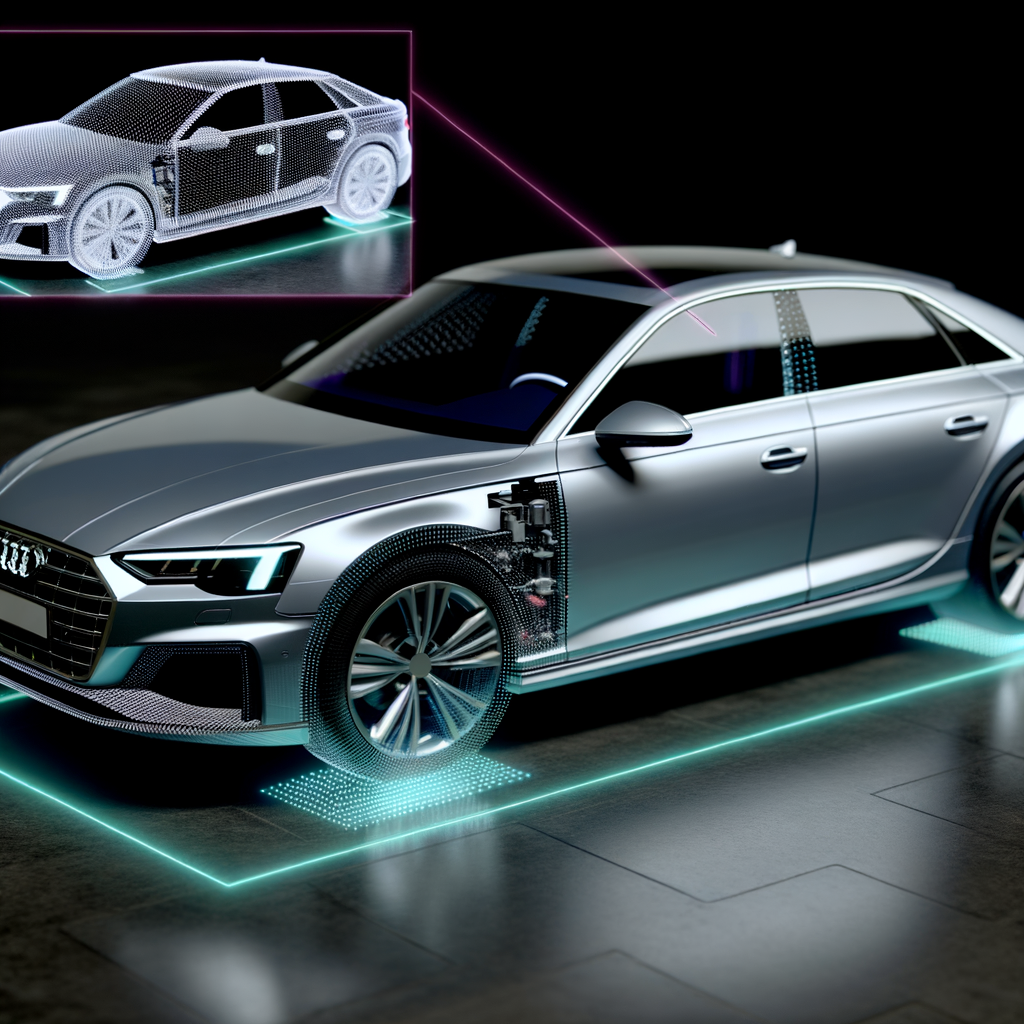 Futuristic Audi car with AI interface.