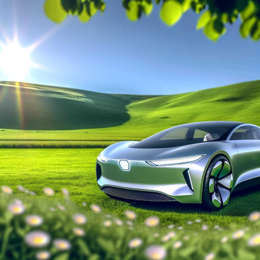 Futuristic BMW car amidst green landscapes.