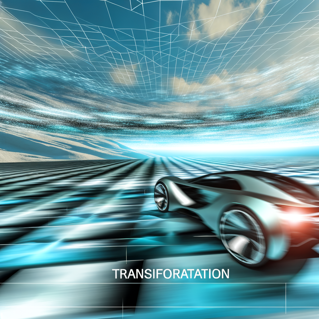 Futuristic cars navigate digital transformation landscape.