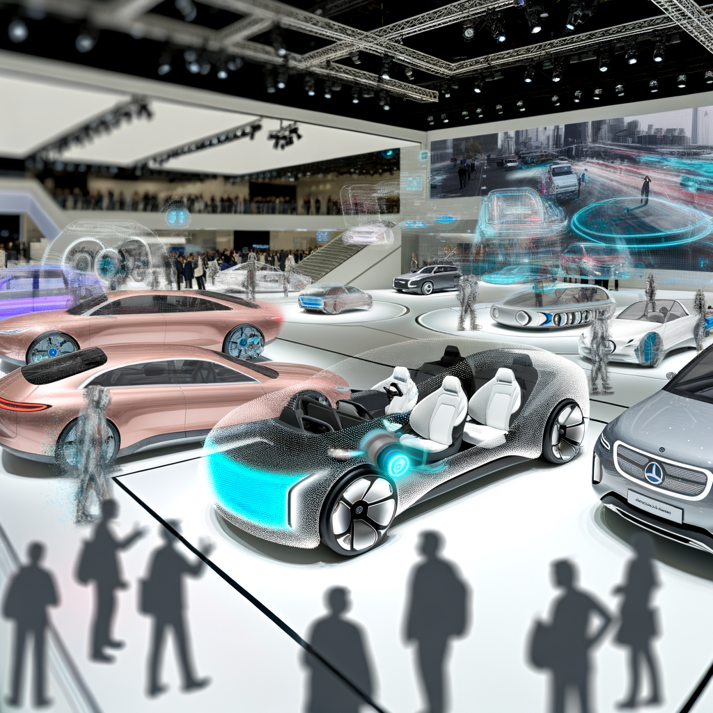 Futuristic cars showcasing innovation at auto show.