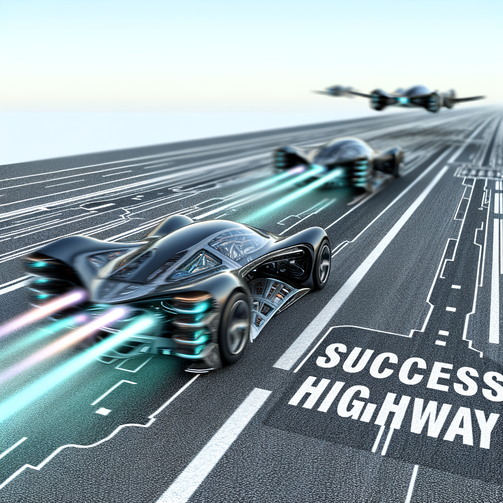 Innovative cars speed on success highway.