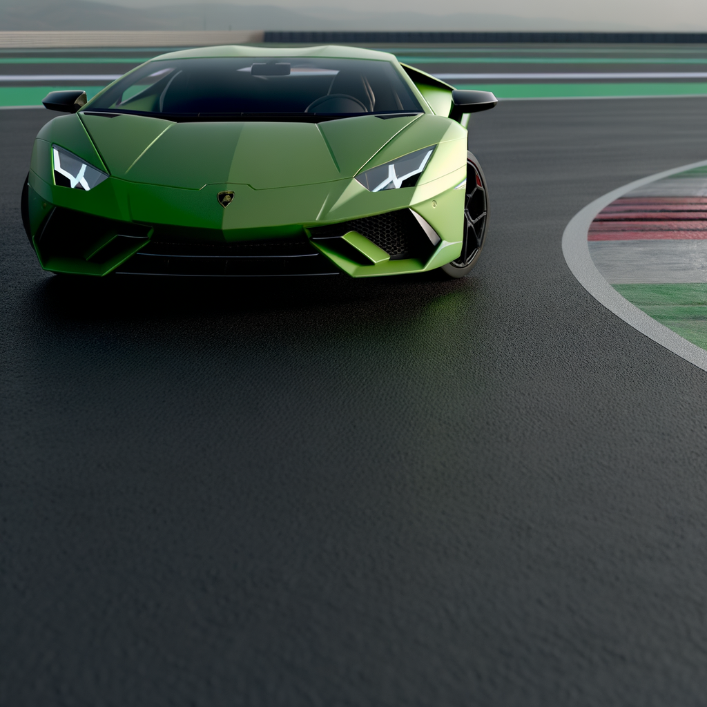 Sleek Lamborghini supercar on a racetrack.