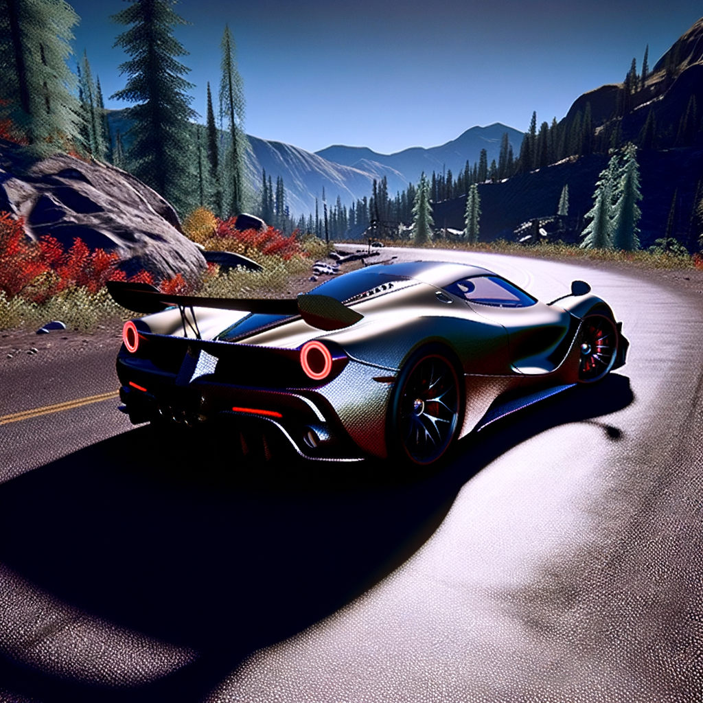 Sleek Lamborghini supercar on mountain road.