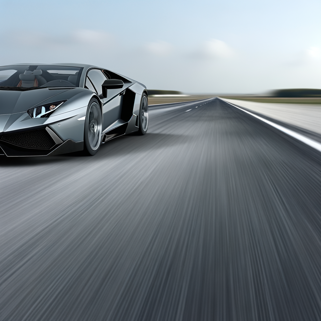 Sleek Lamborghini supercar on open road.