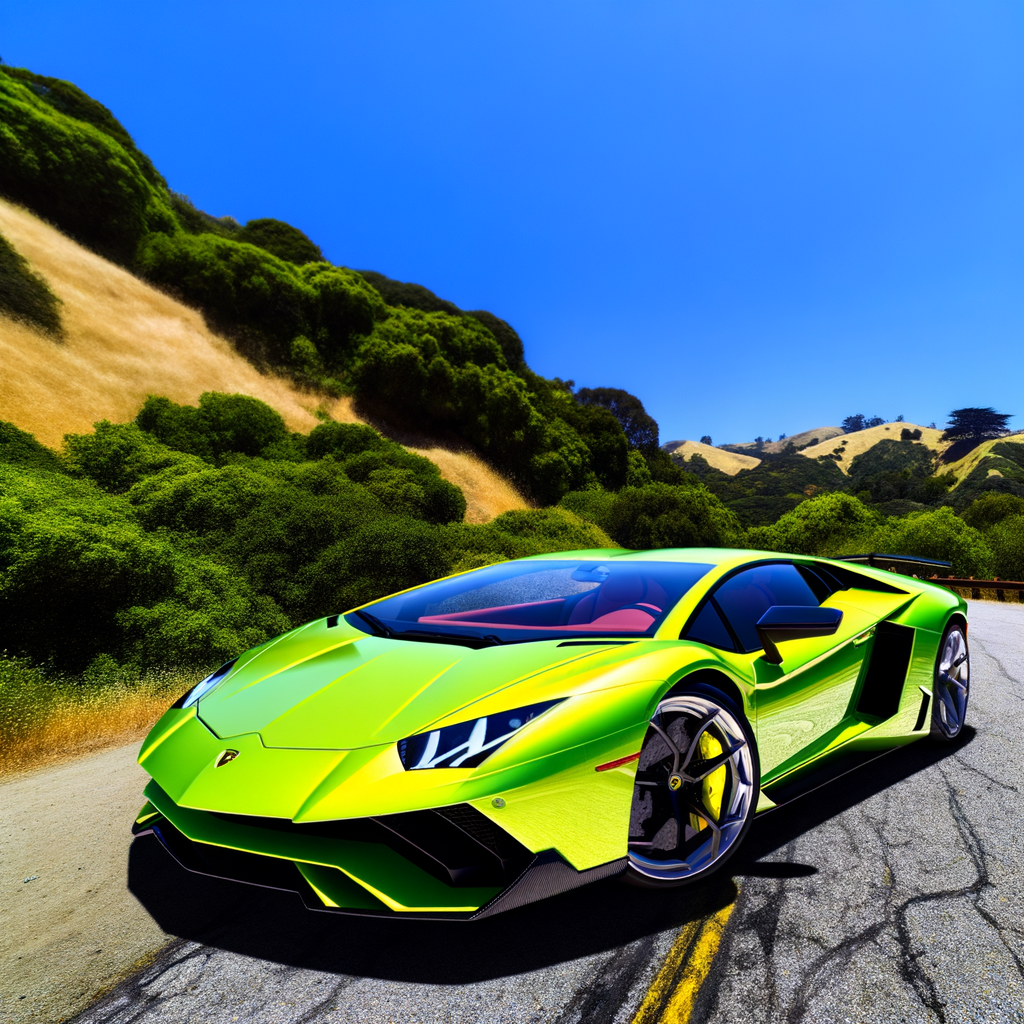 Sleek Lamborghini supercar on scenic road.