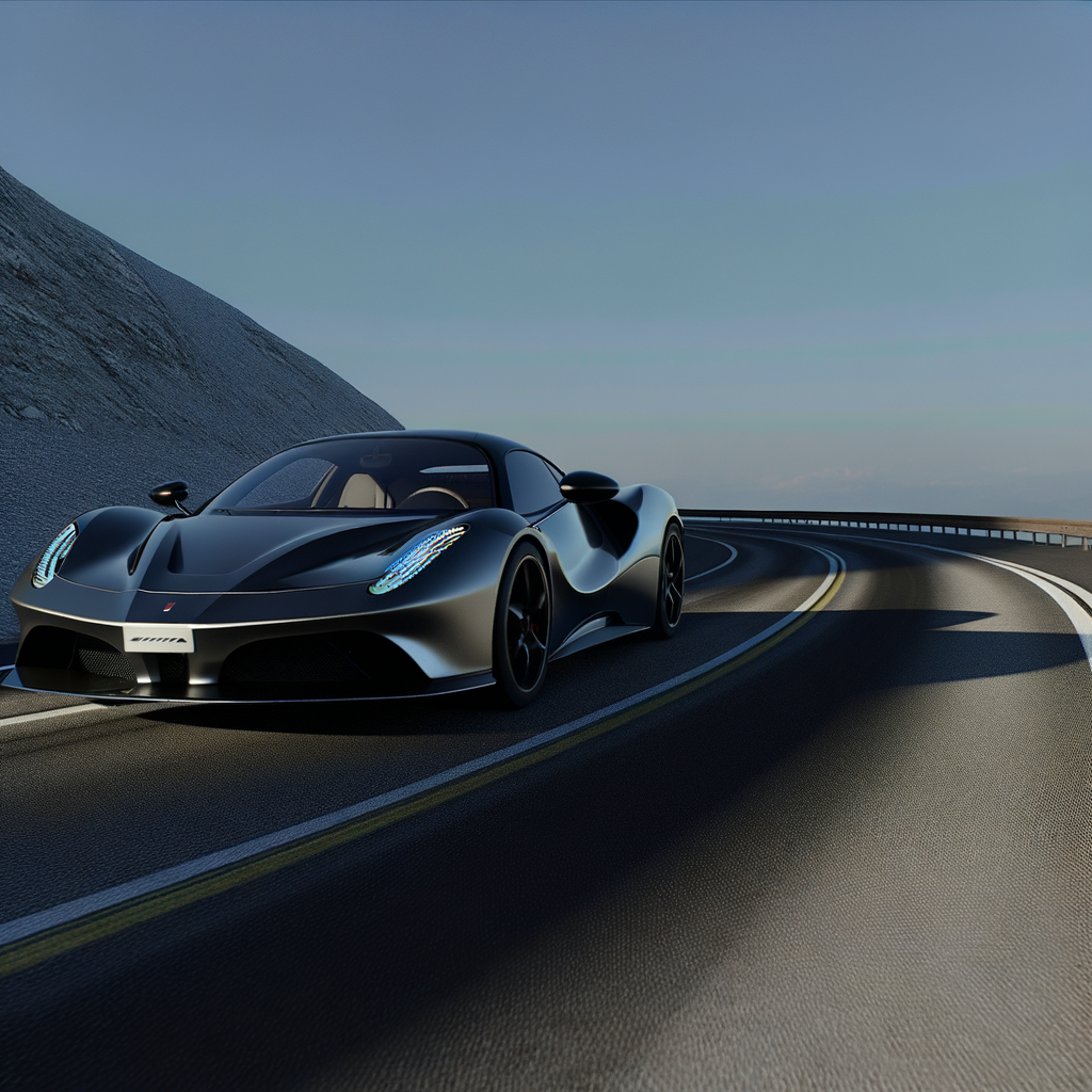 Sleek Lamborghini supercar on winding road.