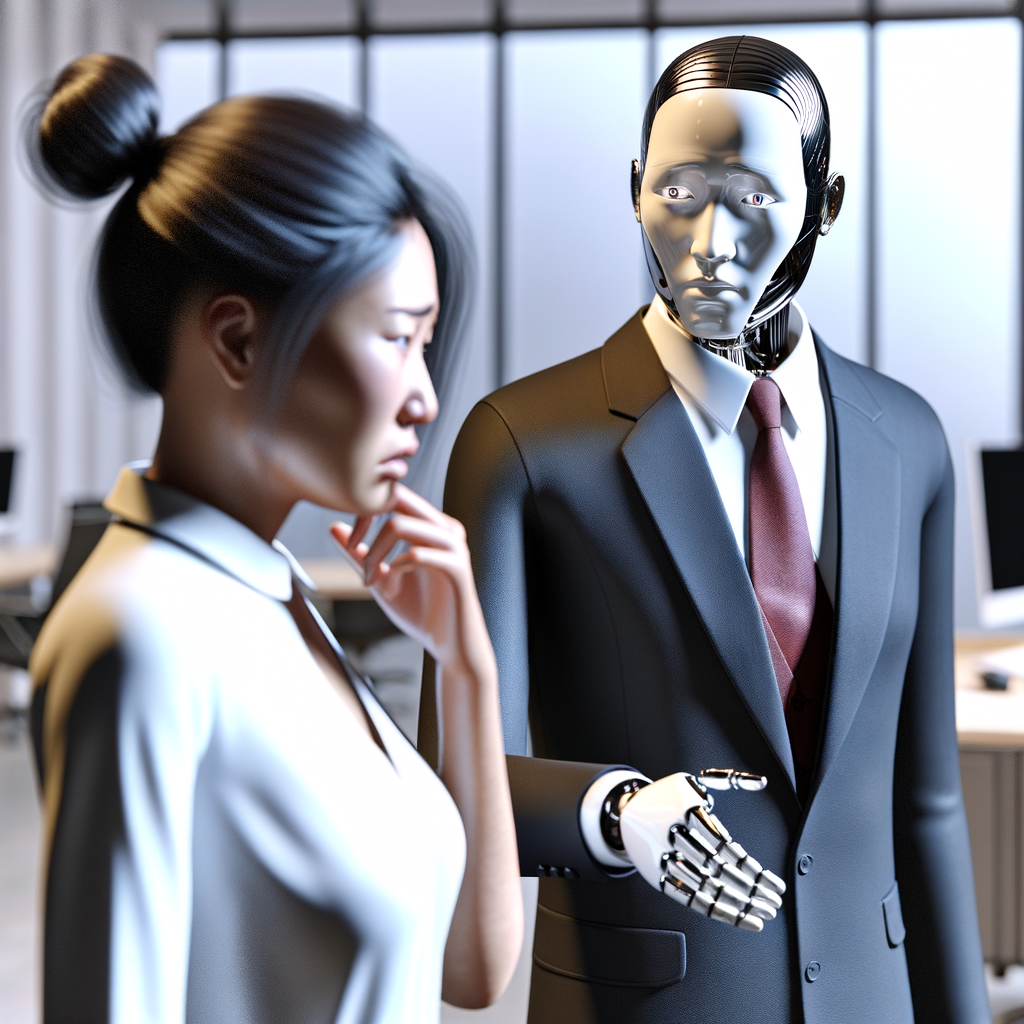 AI lawyer assisting employee in distress.