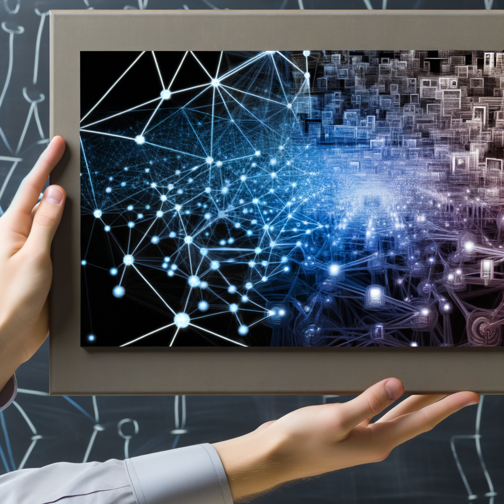 Futuristic AI network linking politics, vehicles.