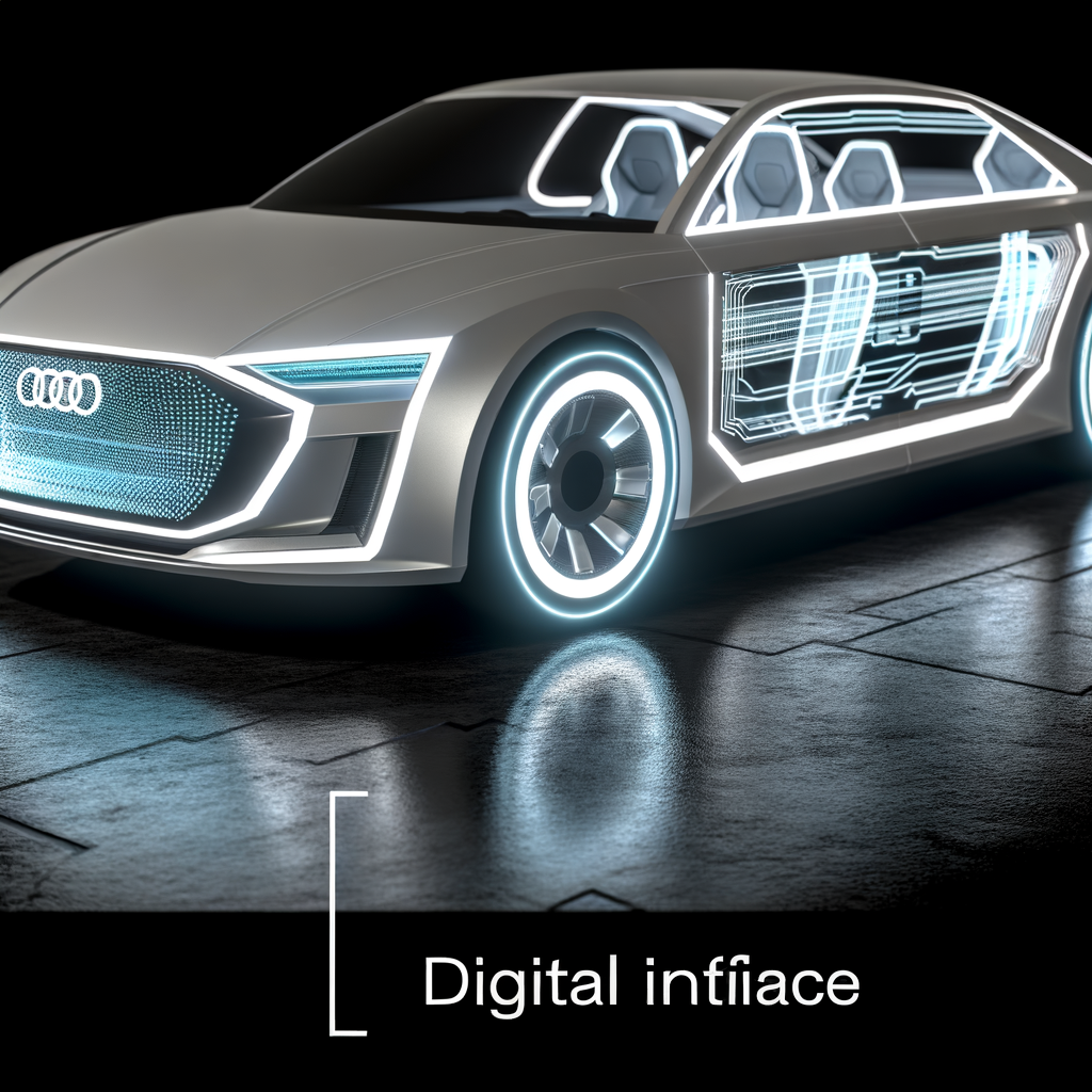 Futuristic Audi car with digital interface.