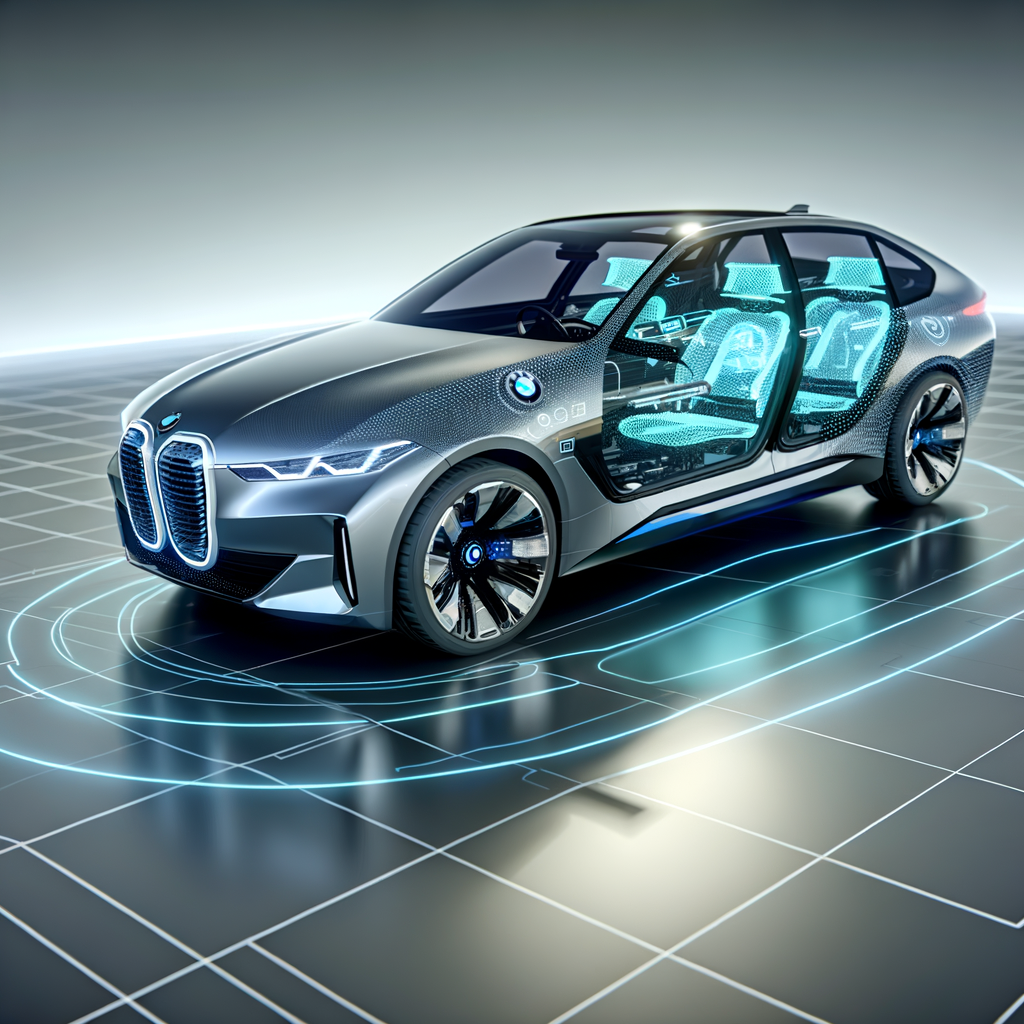 Futuristic BMW car with AI interface.