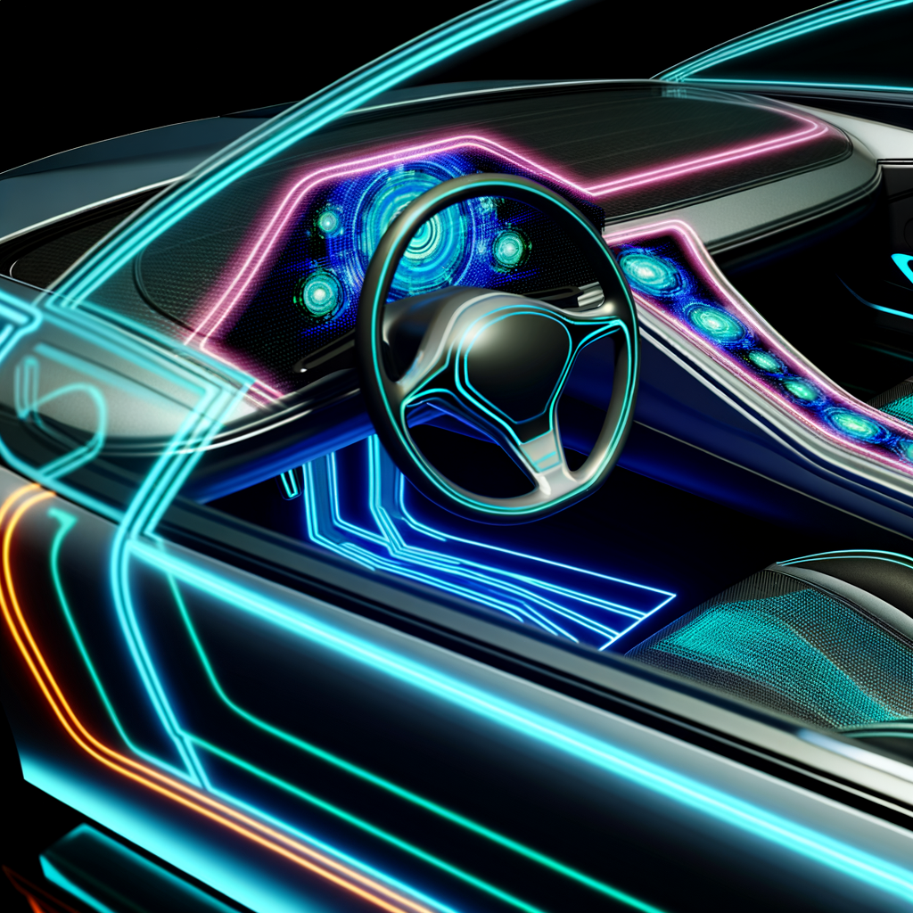 Futuristic BMW car with AI interface.