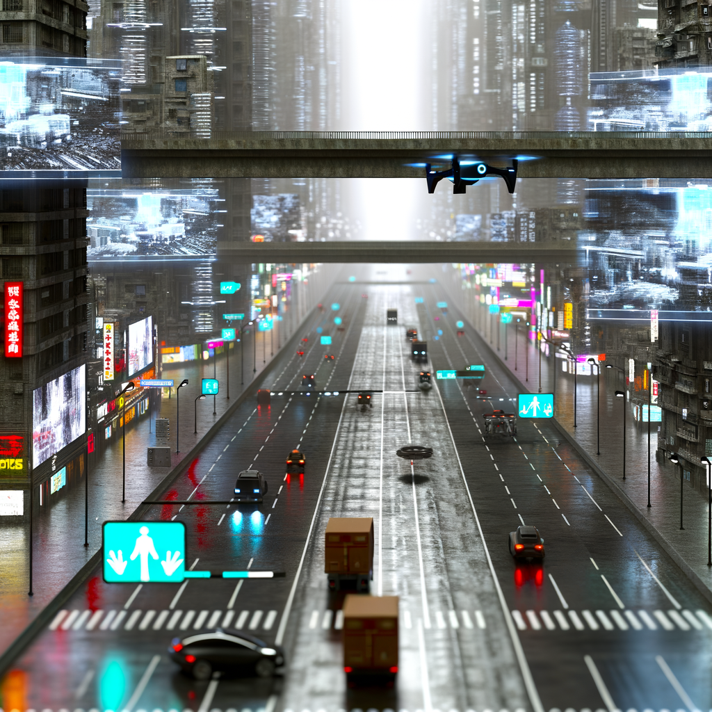 Futuristic cars navigating through regulatory hurdles.