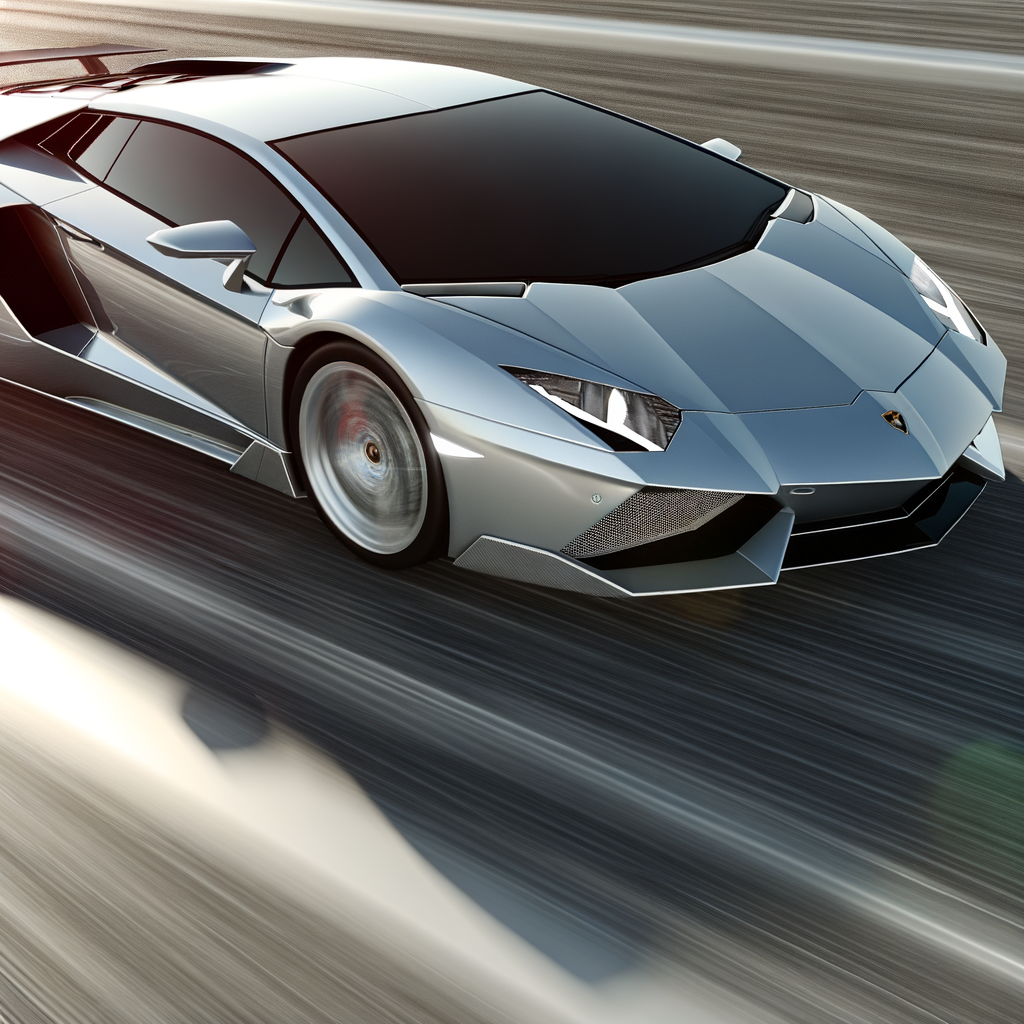 Futuristic Lamborghini supercar in dynamic motion.