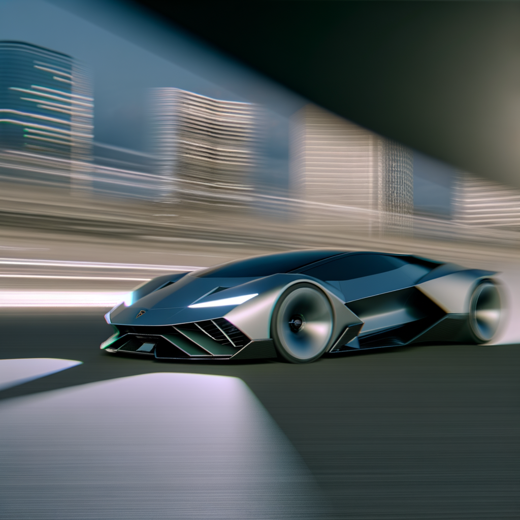 Futuristic Lamborghini supercar in sleek motion.