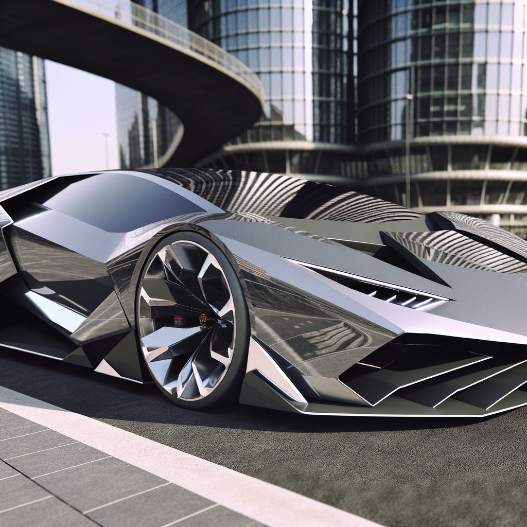 Futuristic Lamborghini supercar with sleek design.