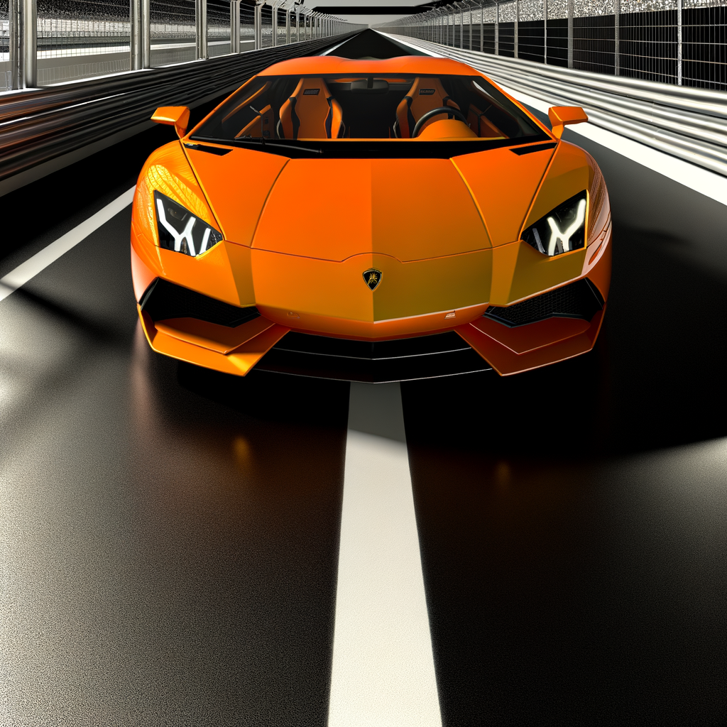 Sleek Lamborghini supercar on modern racetrack.