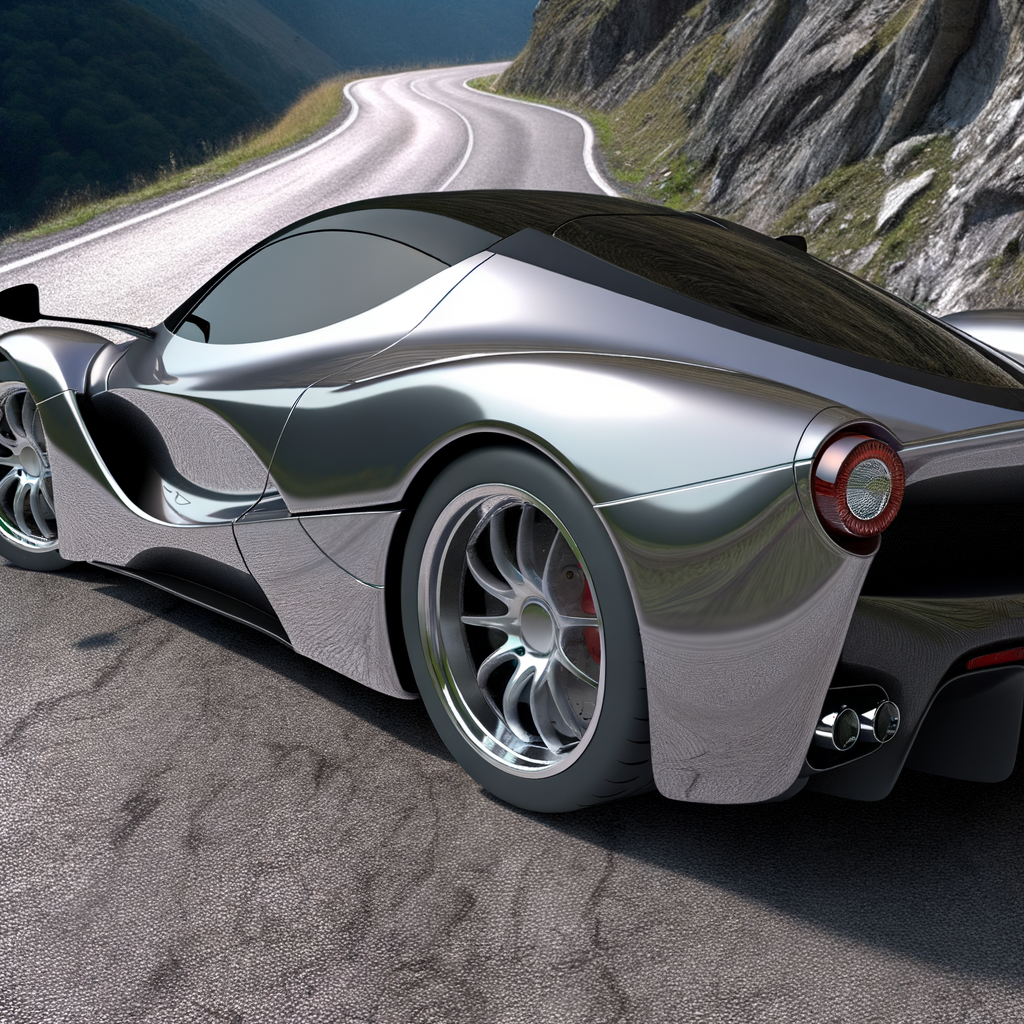 Sleek Lamborghini supercar on mountain road.