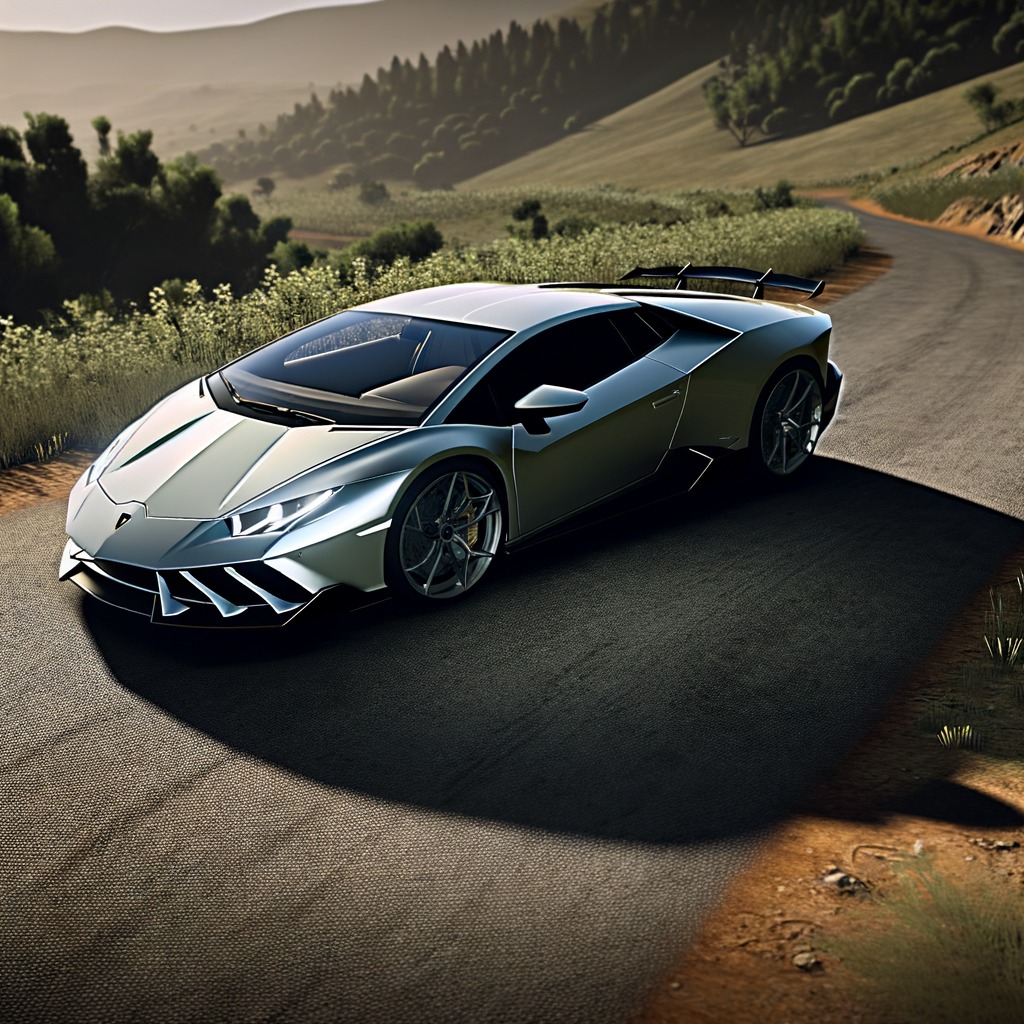 Sleek Lamborghini supercar on scenic road.