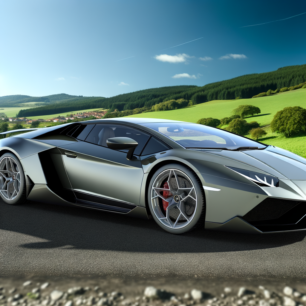 Sleek Lamborghini supercar on scenic road.