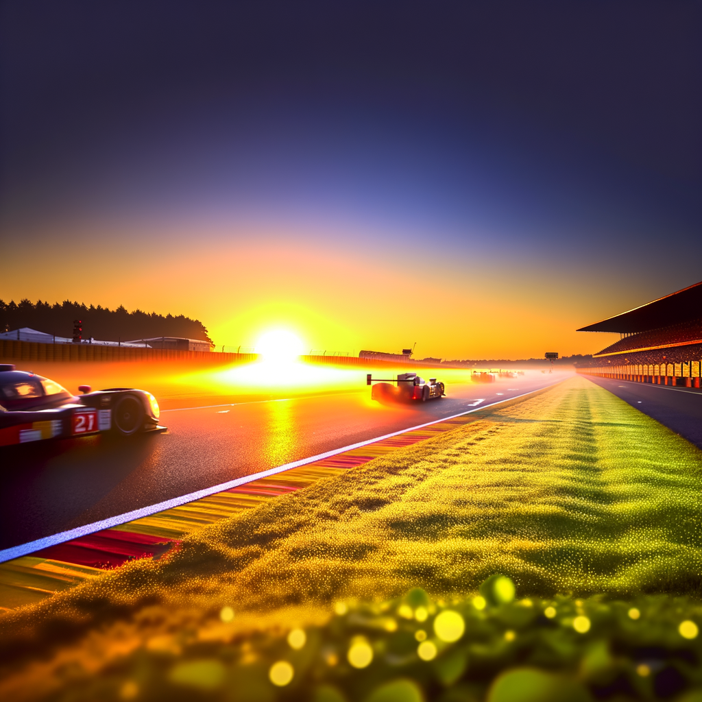 Sunrise at Le Mans, engines roaring alive.