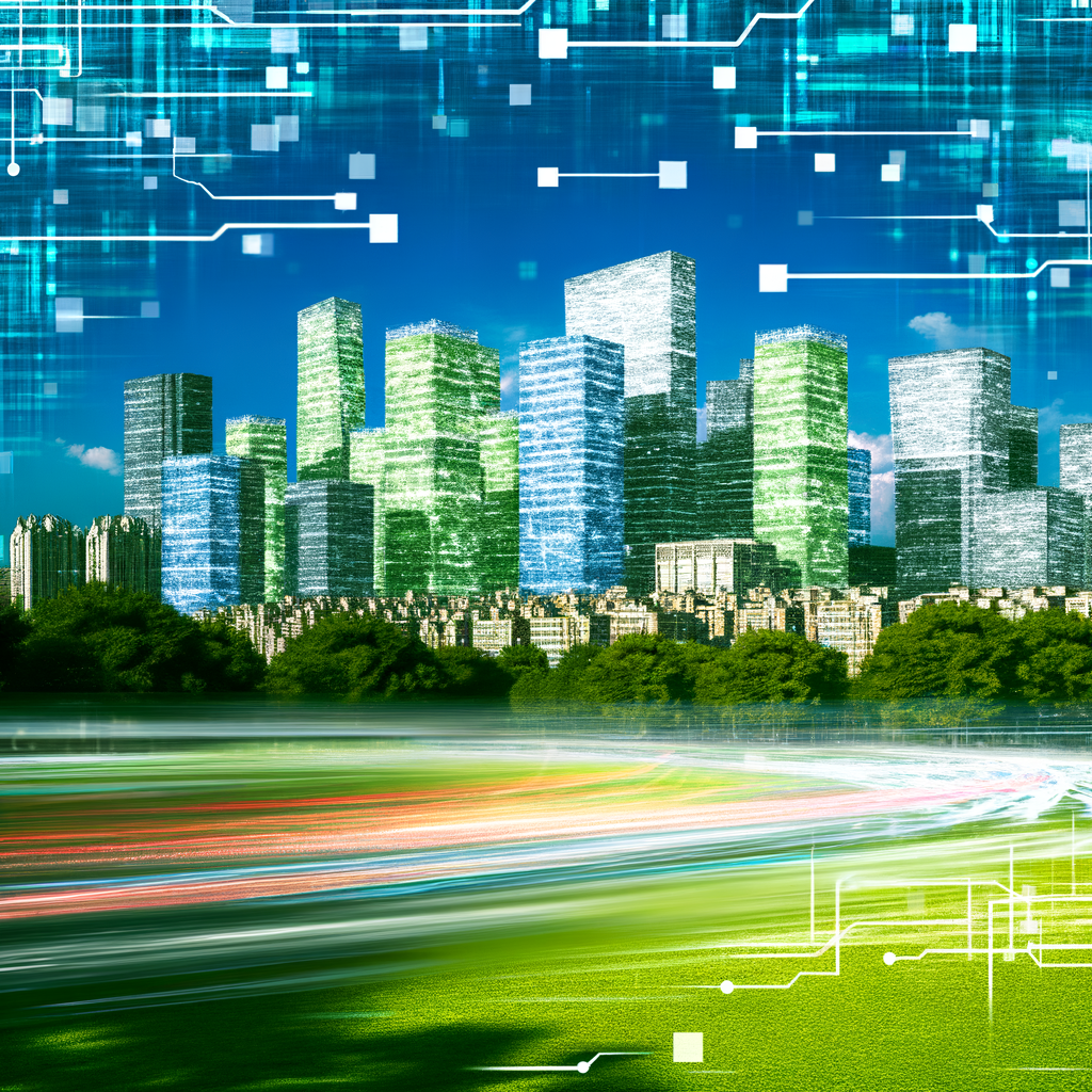 A vibrant cityscape blending art and technology.