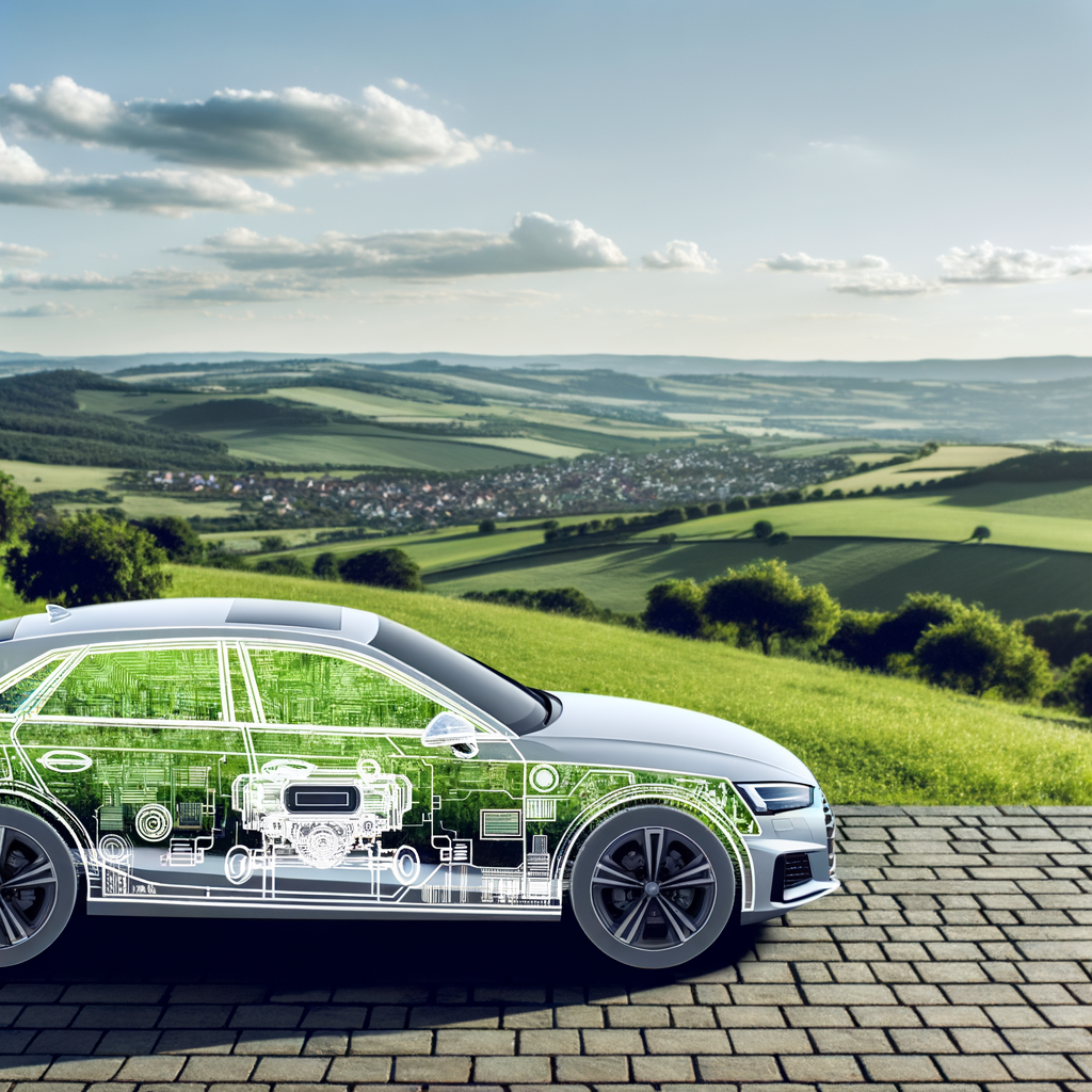 Audi car with AI and green landscape.