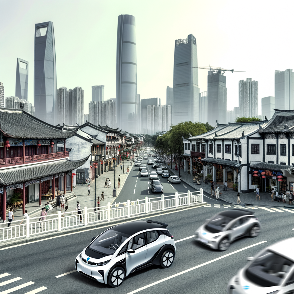 Electric cars dominate China's urban skyline.