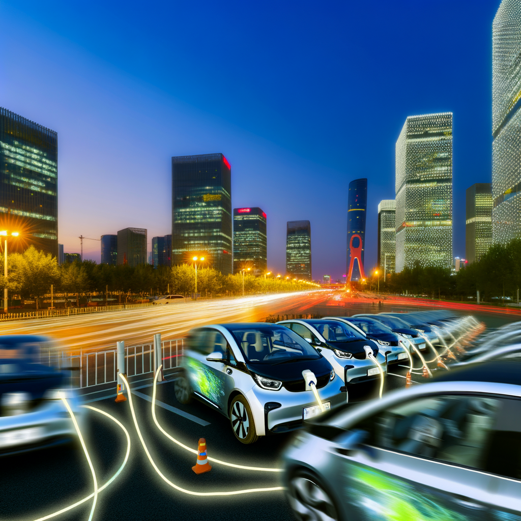 Electric cars illuminate China's urban landscape.