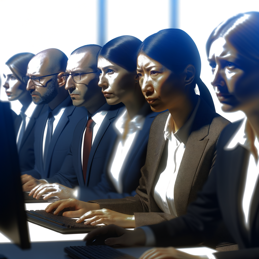 Empowered employees navigating legal challenges online.