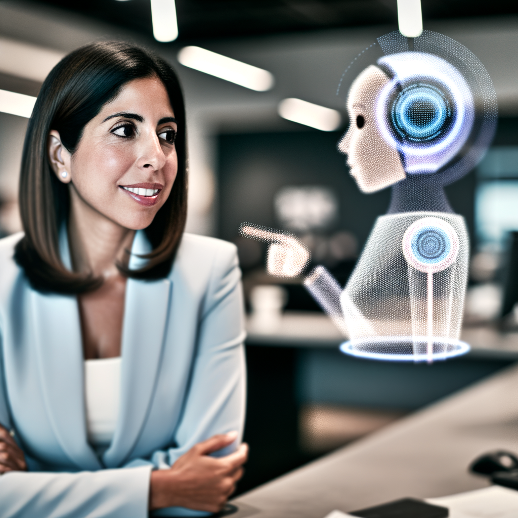 Empowered worker consulting AI legal assistant.